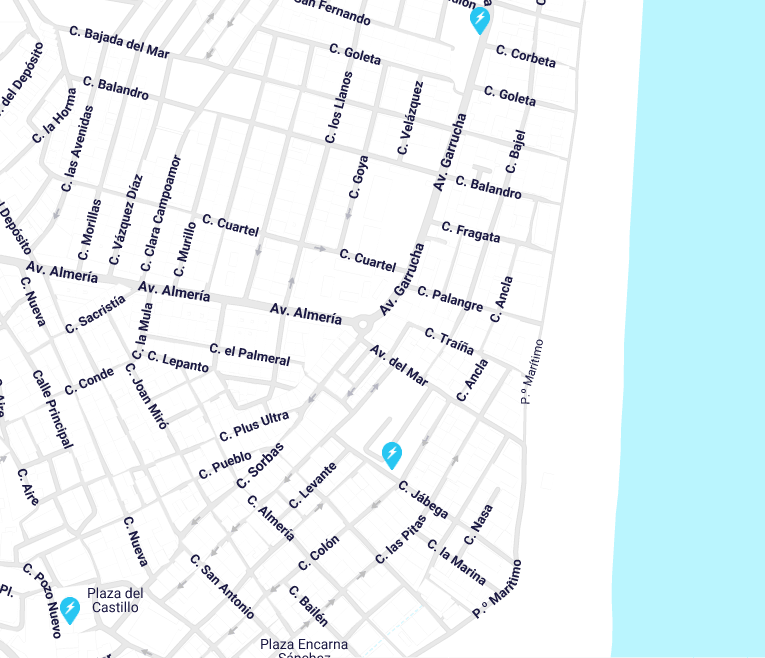 Puntos de carga - Carboneras Mapa de los puntos de carga para vehículos eléctricos en carboneras